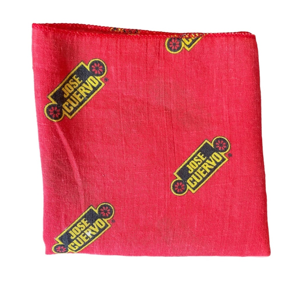 90s bandana vintage scarf JOSE CUERVO tequila red square handkerchief
